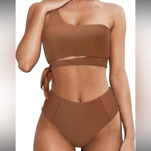 Amazon Bikini- One Shoulder - Brown - Size XL - Never Worn
